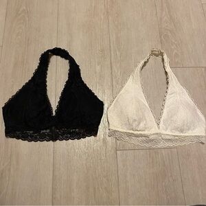 2 Gilly Hicks Halter Bralette Womens Large Hollister Lace Padded Wire-Free